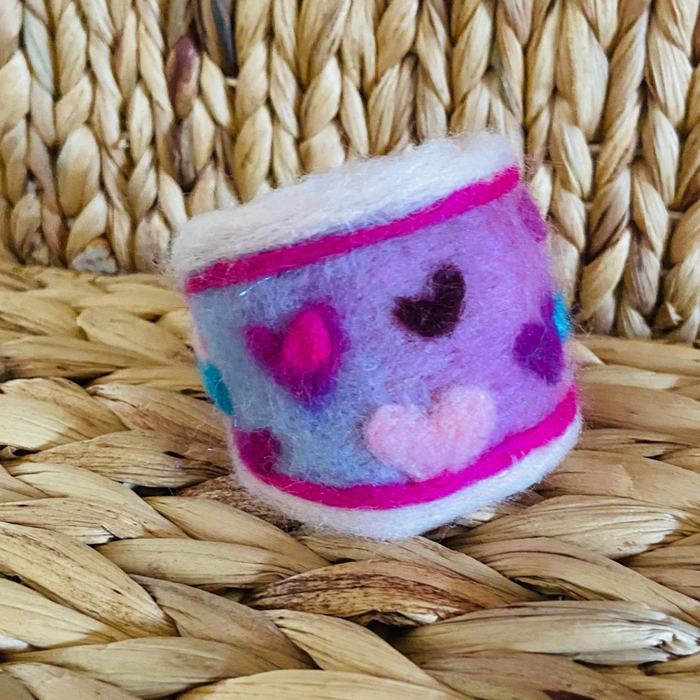 Hand Crafted Pink and Blue Felted Bracelet